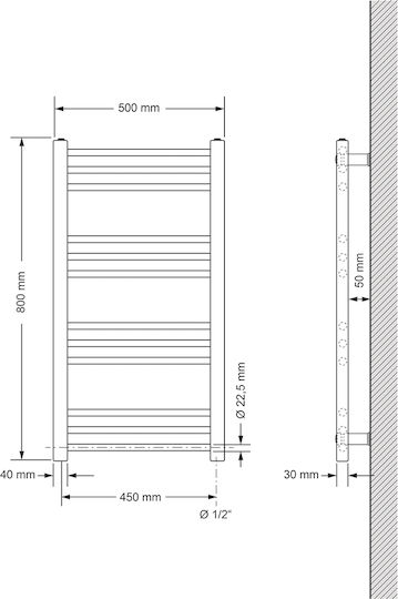 ECD Germany Електрическа закачалка за кърпи 600W 80x50см Бяла