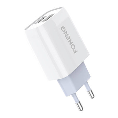 Foneng Ladegerät mit 2 USB-A Anschlüsse und Kabel Micro-USB Weißs (EU30)