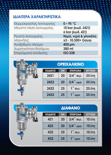 Brass Form 432 1" Magnetic Filter for Boiler