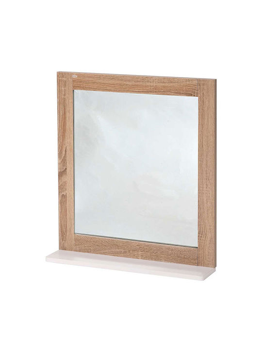 Stockholm Rechteckiger Badezimmerspiegel aus MDF mit Regal 48x54cm Braun