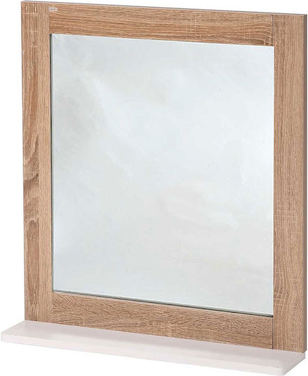 Stockholm Oglindă de Baie Dreptunghiulară din MDF cu Raft 48x54cm Maro