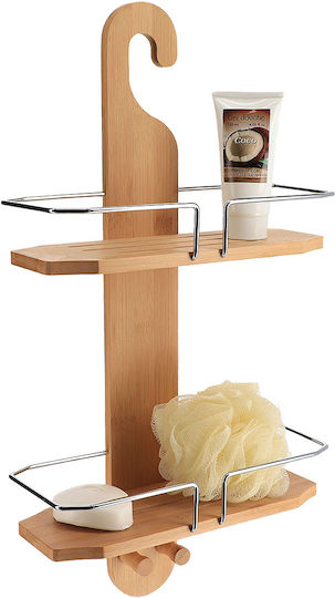 AT000291 Επιτοίχια Ραφιέρα Μπάνιου Bamboo με 2 Ράφια 30x12x50cm