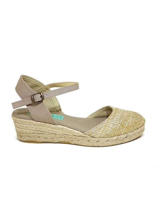 Amelie Damenplattformen im Espadrilles-Stil Goldene