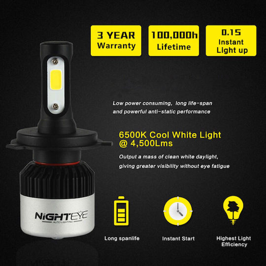 Nighteye Lamps Car H4 / S2 LED 6500K Cold White 12V / 24V 72W 2pcs