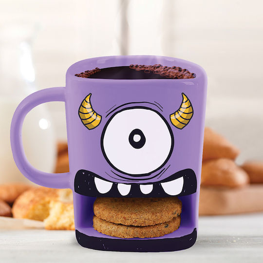 Total Gift Monster Biscuit Cană Ceramică Violet 250ml Total Gift Monster Biscuit Cană Ceramică Violet 250ml