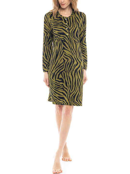 Pink Label Χειμερινό Βαμβακερό Γυναικείο Νυχτικό Zebra Pink Label Χειμερινό Βαμβακερό Γυναικείο Νυχτικό Zebra