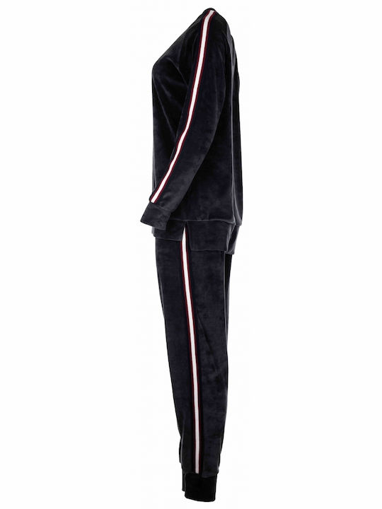 Pink Label Winter Women's Pyjama Set Cotton Black