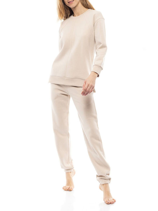 Pink Label Winter Damen Pyjama-Set Baumwolle Rosa