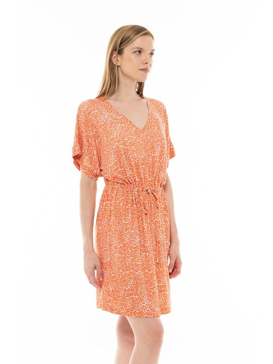 Pink Label Sommer Damen Nachthemd Orange