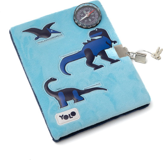 Yolo Dino Notebook A5 with Padlock Light Blue