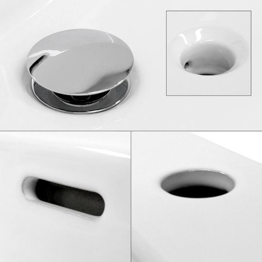 ECD Germany An der Wand montiert Aufgesetztes Waschbecken Keramik 51.5x36x13cm Weiß