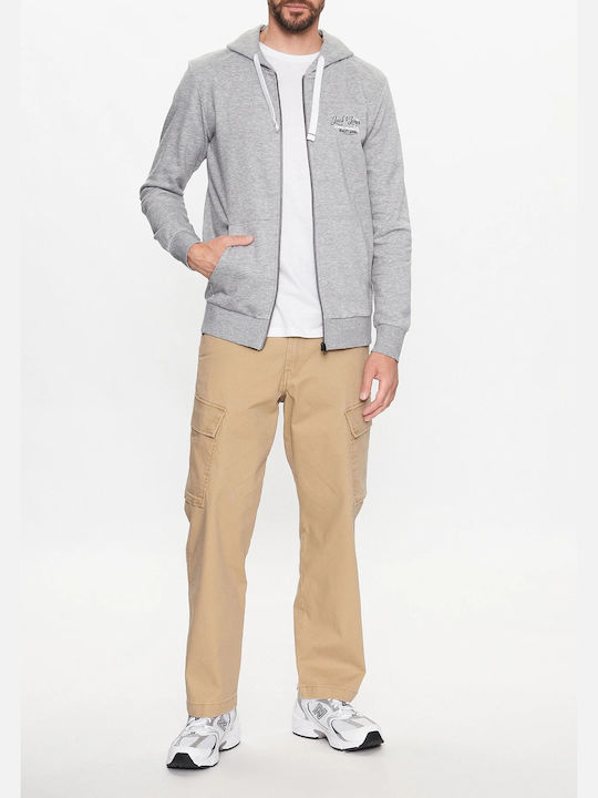 Jack & Jones Men's Sweatshirt Jacket with Hood Gray