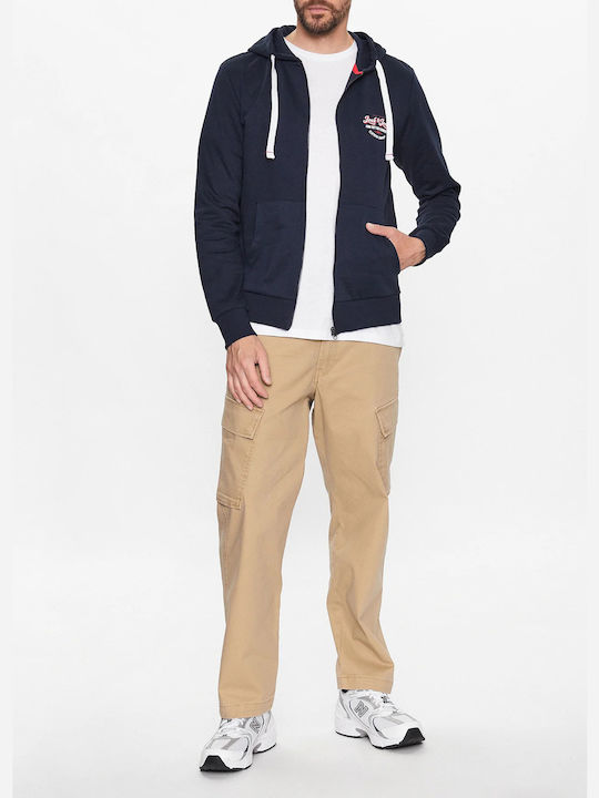 Jack & Jones Ανδρική Φούτερ Ζακέτα με Κουκούλα Navy Μπλε