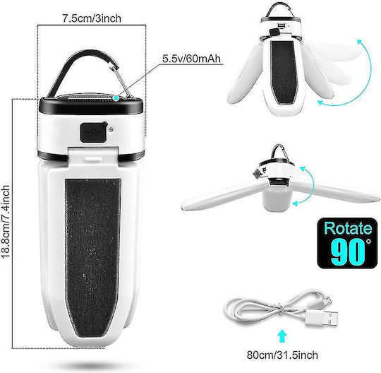 Лампа LED Слънчева за Къмпинг с Powerbank 30W Бяла
