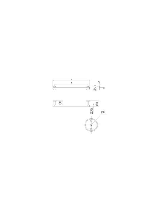 Inda Ράγα Μπάνιου Μονή Επιτοίχια με Βίδες ​51x51cm Ασημί