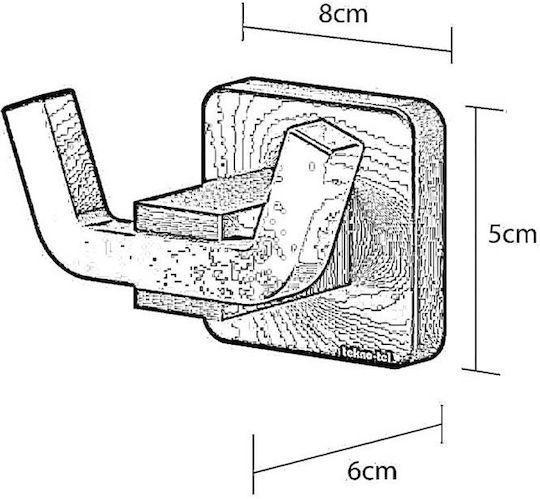 Tekno-Tel Άγκιστρο Μπάνιου Διπλό με Βίδες ​18x5cm Ασημί