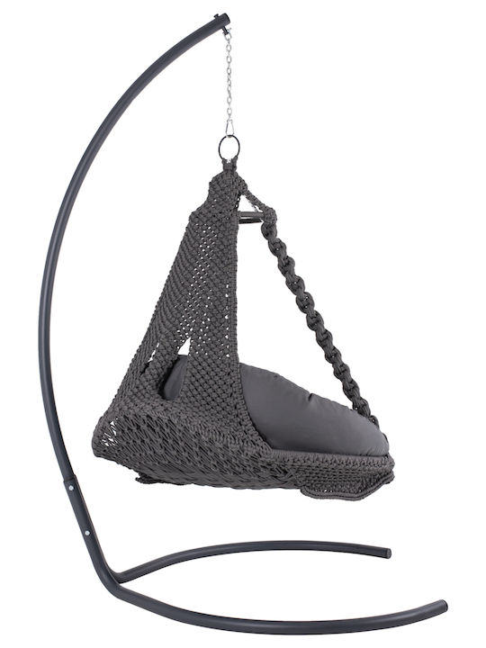 Κούνια Φωλιά με Βάση August Rattan Ανθρακί Μ123xΠ113xΥ145cm