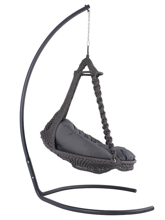 August Φωλιά με Βάση Rattan Μ123xΠ113xΥ145cm Ανθρακί