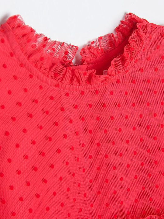 Cool Club Kids Dress Tulle Polka Dot Long Sleeve Red