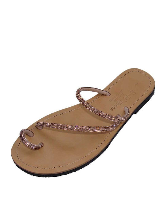 Flat Leather Women's Flat Sandals in Purple Color