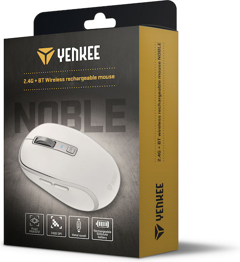 Yenkee Noble Ασύρματο Bluetooth Ποντίκι Λευκό