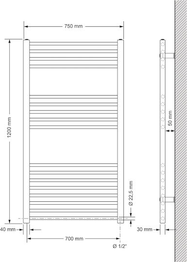 ECD Germany Sahara Electric Towel Rail 900W 120x75cm White