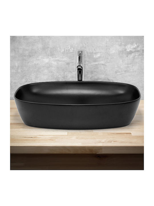 ML-Design Countertop Sink Ceramic 60.5x38.5x14cm Black