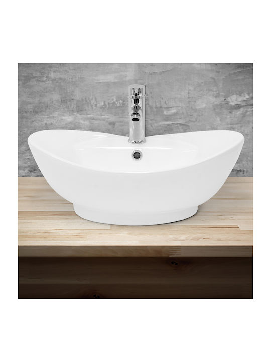 ML-Design Wall Mounted Countertop Sink Ceramic 59x20.5x39.5cm White