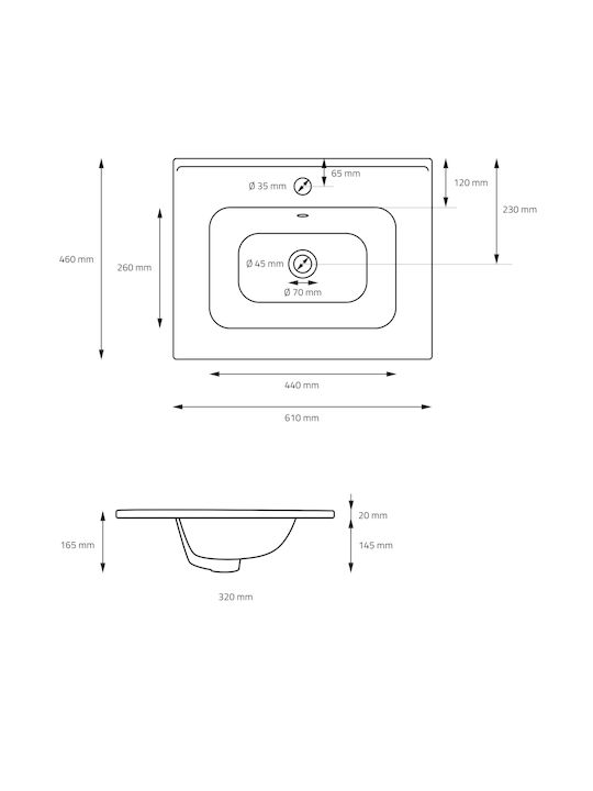 ML-Design Надеждна мивка Керамика 61x45x46см Бял