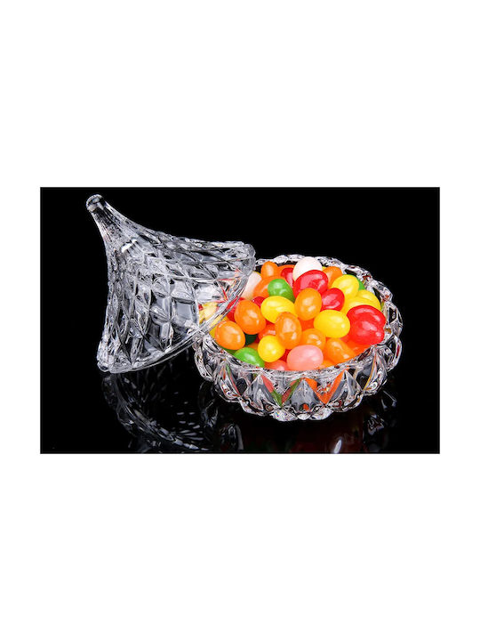 Keskor Glass Sweet Jar with Lid Transparent 8x8x8cm