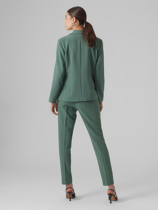 Vero Moda Γυναικείο Ψηλόμεσο Υφασμάτινο Παντελόνι με Λάστιχο σε Relaxed Εφαρμογή Πράσινο