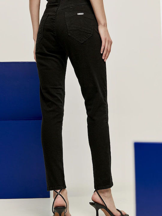 Edward Jeans Hoch tailliert Damenjeanshose in Schlanker Passform Schwarz