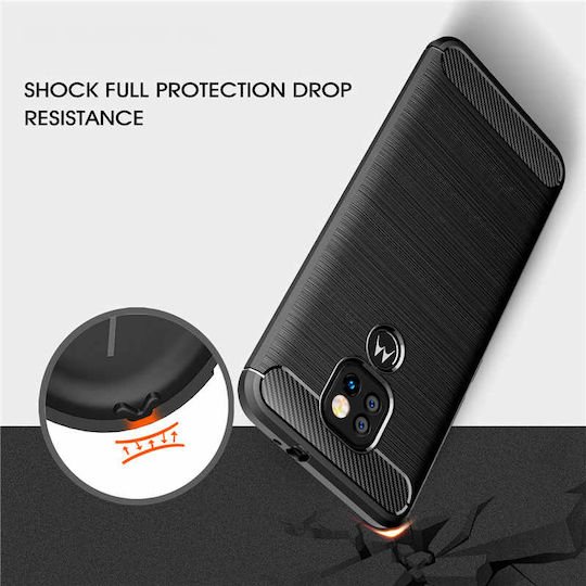 Techsuit Carbon Back Cover Σιλικόνης Μαύρο (Moto E7 Plus)