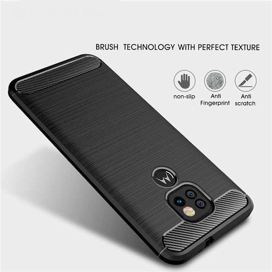 Techsuit Carbon Back Cover Σιλικόνης Μαύρο (Moto E7 Plus)