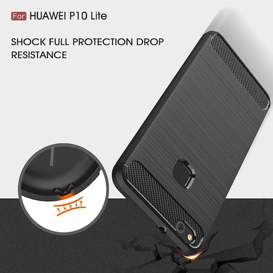 Techsuit Carbon Задна корица Силикон Черен (Huawei P10 Lite)
