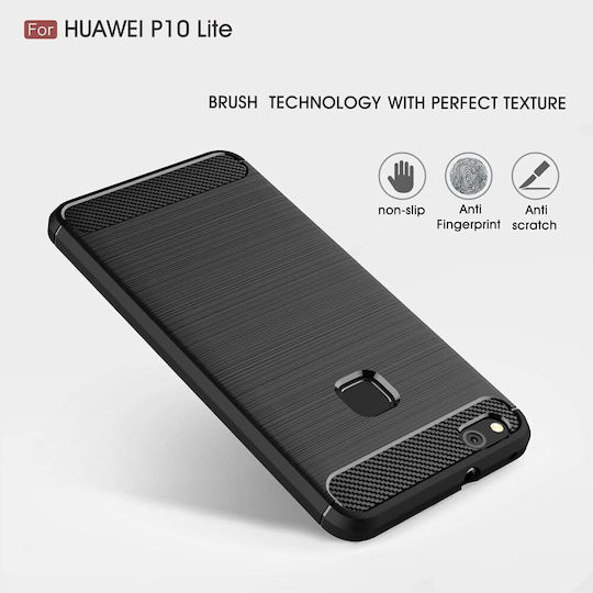 Techsuit Carbon Задна корица Силикон Черен (Huawei P10 Lite)