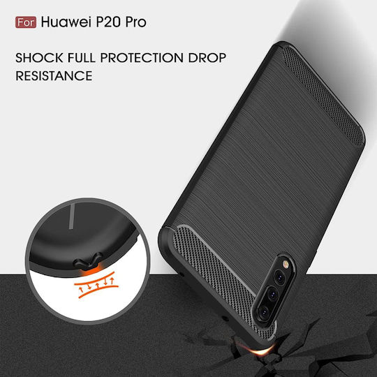 Techsuit Carbon Задна корица Силикон Черен (Huawei P20 Pro)