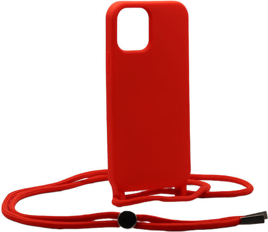Technovo Lace Back Cover Σιλικόνης με Λουράκι Κόκκινο (iPhone 13 Pro)