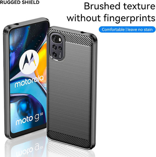 Techsuit Carbon Umschlag Rückseite Silikon Schwarz (Moto G22)