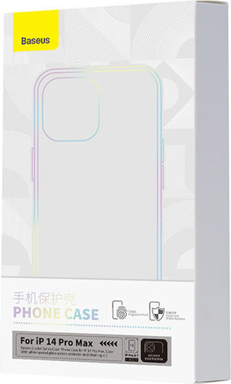 Baseus Back Cover Tempered Glass / Plastic / Silicon 1.33mm Set cu Geam Transparent (iPhone 14 Pro Max)