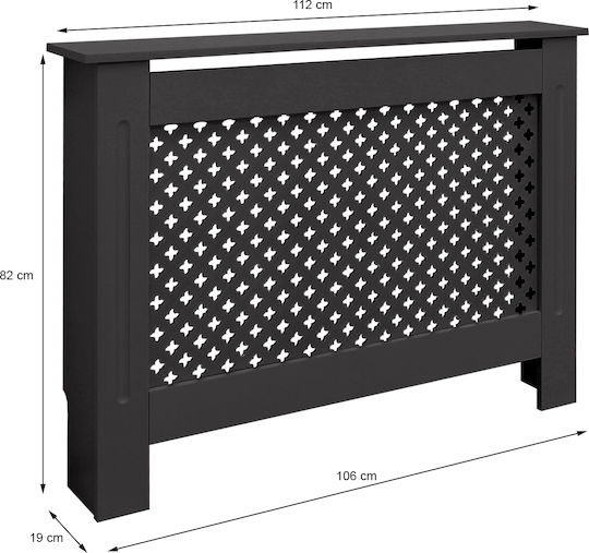 ECD Germany Diamond Pattern Κάλυμμα Καλοριφέρ από Μαύρο 112x19x82cm