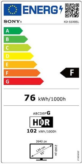 Sony Smart Τηλεόραση 55" 4K UHD LED KD-55X85L HDR (2023)