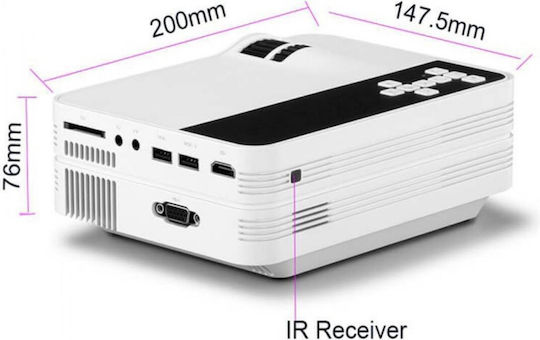 Andowl Q-A17 Mini Projector DLP (DMD) LED Lamp with Built-in Speakers White