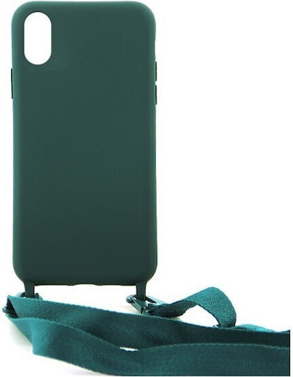 Sonique Carryhang Liquid Strap Back Cover Silicone 0.5mm with Strap Green (iPhone X / Xs)