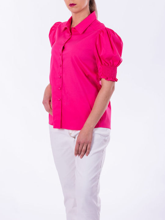 Forel Women's Monochrome Short Sleeve Shirt Fuchsia