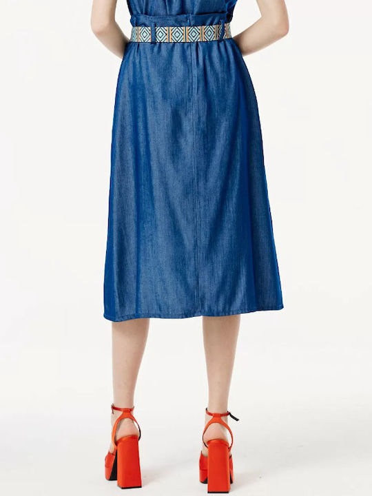 Denim Midi Rock Blau