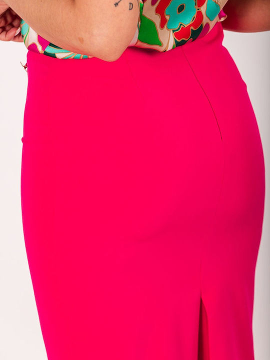 Cu talie înaltă Midi Fustă Fuchsia