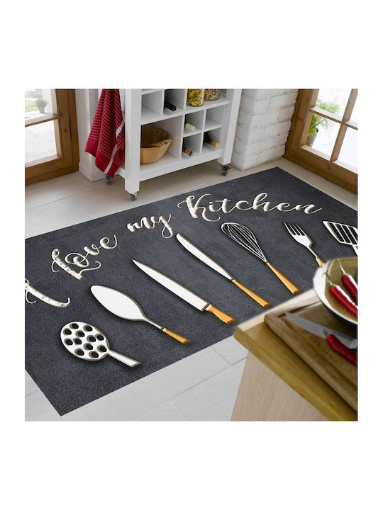 Dimcol Kitchen 256 Kitchen Mat Runner with Anti-slip Underlay Anthracite 67x150εκ.