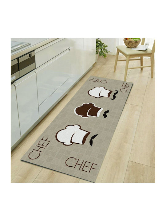 Dimcol Chef 255 Kitchen Anti-Slip Mat Runner Brown 80x200cm