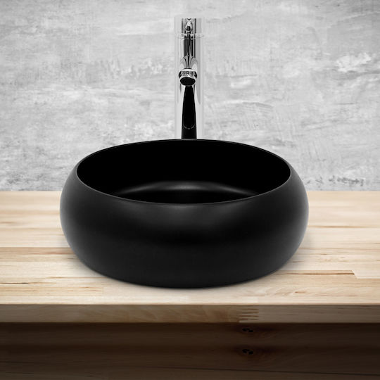 ML-Design Επικαθήμενος Νιπτήρας Κεραμικός 35x35x30cm Μαύρος
